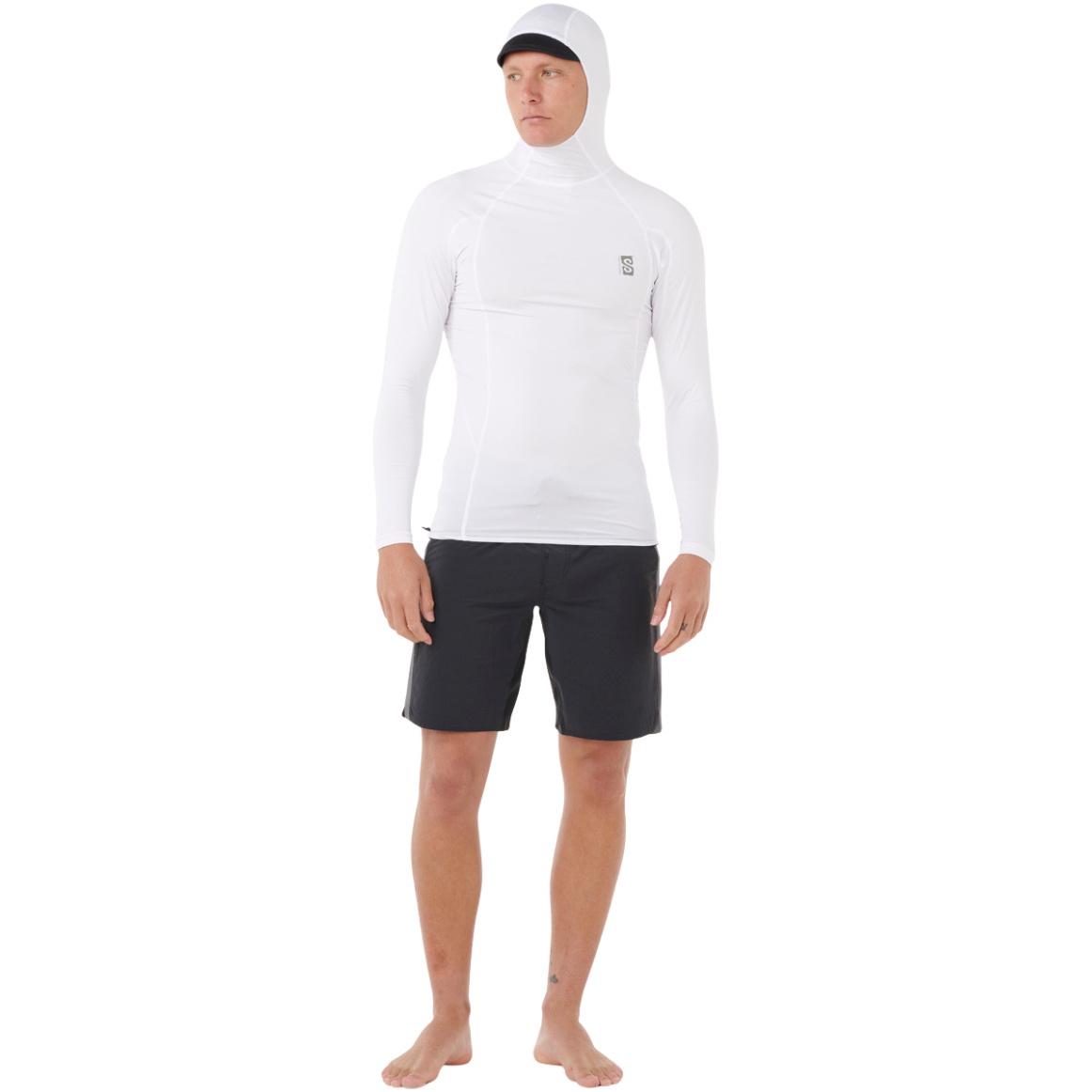 2026 Rip Curl Männer Suche UPF Performance Kapuzen-Langarm-Lycra-Weste 16IMRV - White